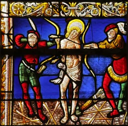 Vitrail représentant la mort de Saint Sébastien